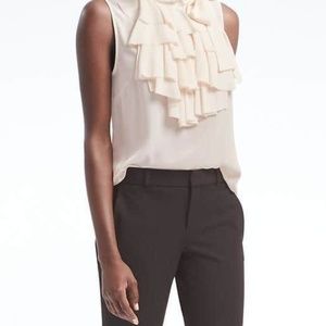 Banana Republic Tie Neck Ruffle Shell - Petite L